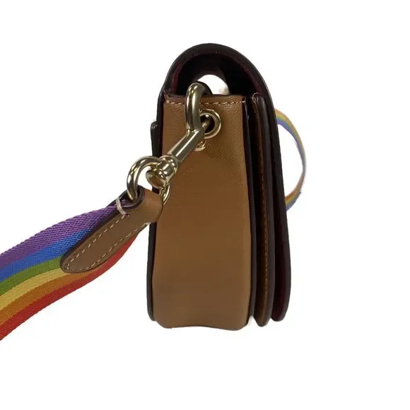 Coach Brown Rainbow Pride Leather Trim Ellen Crossbody Purse C4086 - Picture 4 of 10